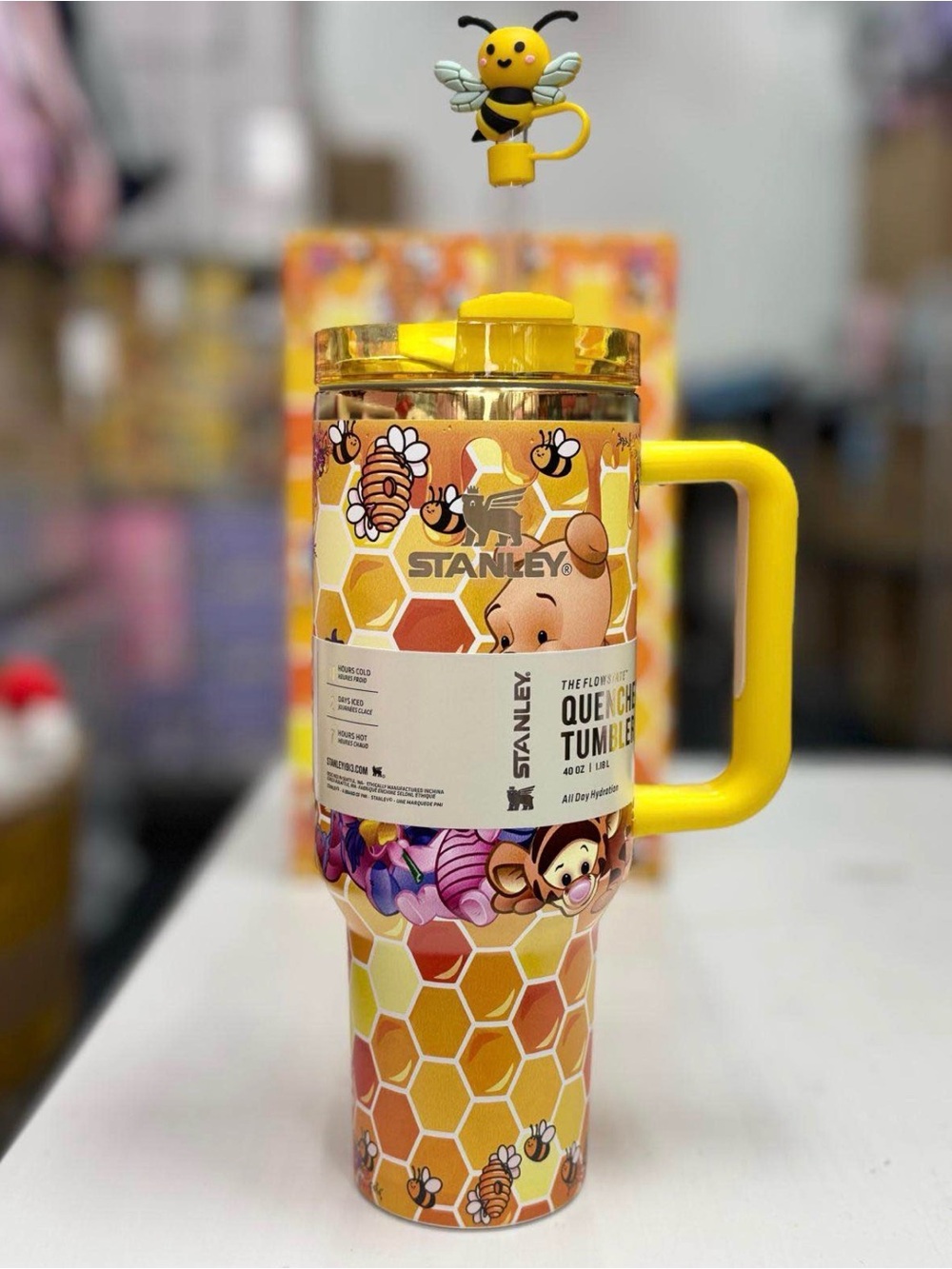Stanley Yellow Honeybee & Honeycomb Party Quencher Tumbler